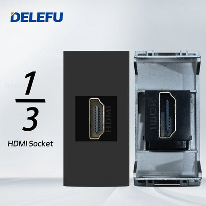 DELEFU Presa Italiana Fai-da-te con USB Tipo C, Interruttore Campanello, 45A 20A, per Tende, Telefono, CAT5, TV, HDMI, SAT, Nera