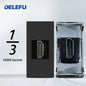 DELEFU Presa Italiana Fai-da-te con USB Tipo C, Interruttore Campanello, 45A 20A, per Tende, Telefono, CAT5, TV, HDMI, SAT, Nera