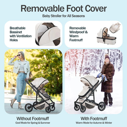 Lussuoso passeggino da viaggio portatile 3 in 1 Carrello pieghevole in alluminio ad alto paesaggio Carrozzina a quattro ruote per neonato