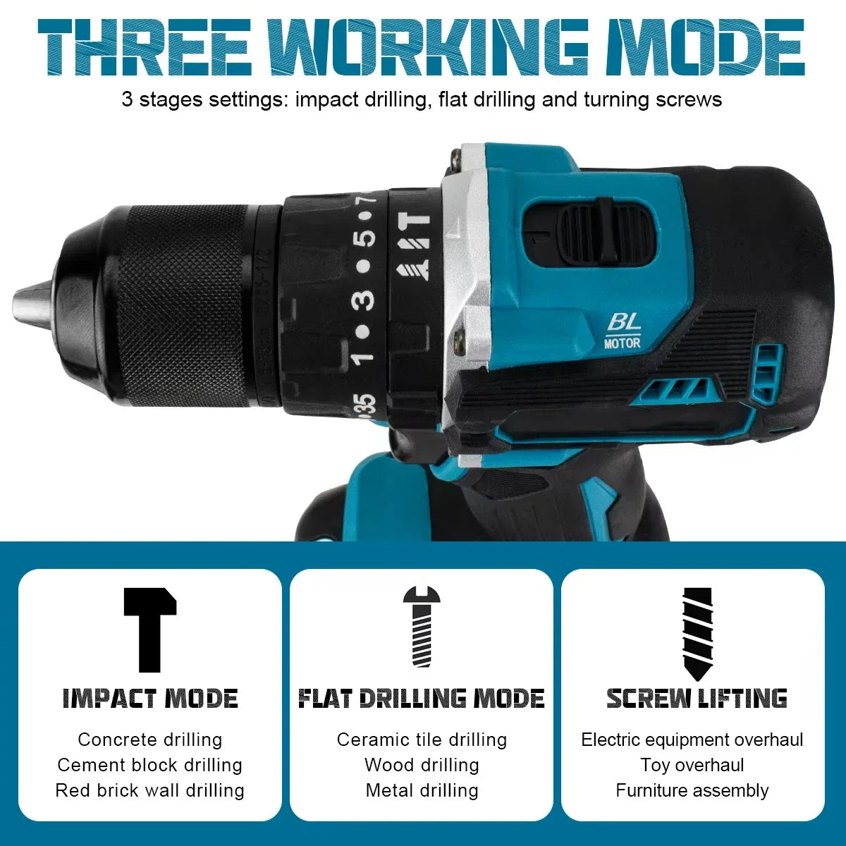 Trapano avvitatore a percussione Makita DDF487 da 13 mm, brushless, per uso domestico, 18V agli ioni di litio, con elevata coppia, compatibile con batteria Makita 18V.
