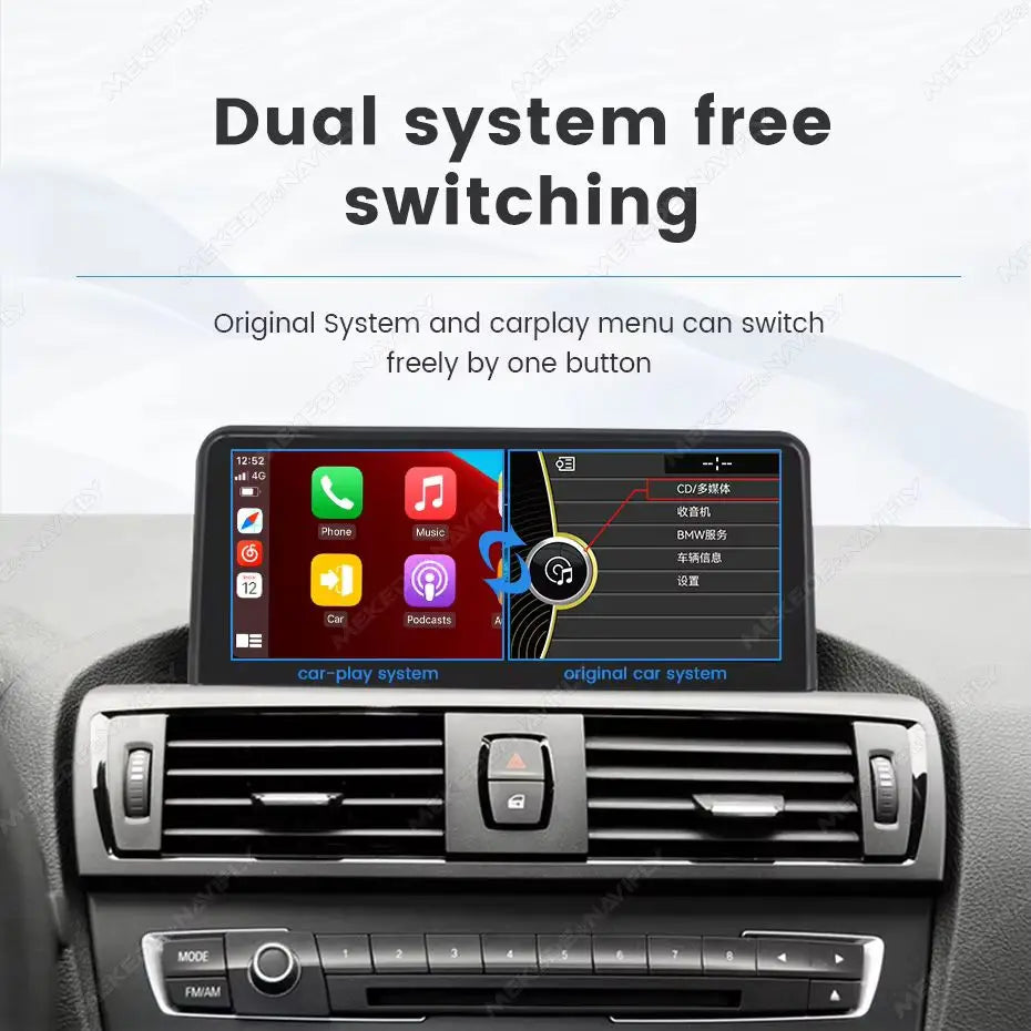 MEKEDE Sistema di Navigazione GPS Multimediale Wireless CarPlay Android Auto da 8,8 Pollici per BMW Serie 3/5 E60 E61 E63 E64 E90 E91 E92 E93 Schermo QLED Lettore Video 4K Autoradio