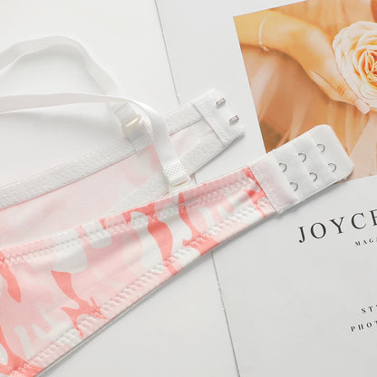Nuovo design mimetico rosa dolce di vendita caldo con anello in acciaio che raccoglie tirare e reggiseno anti-cedimento A2139