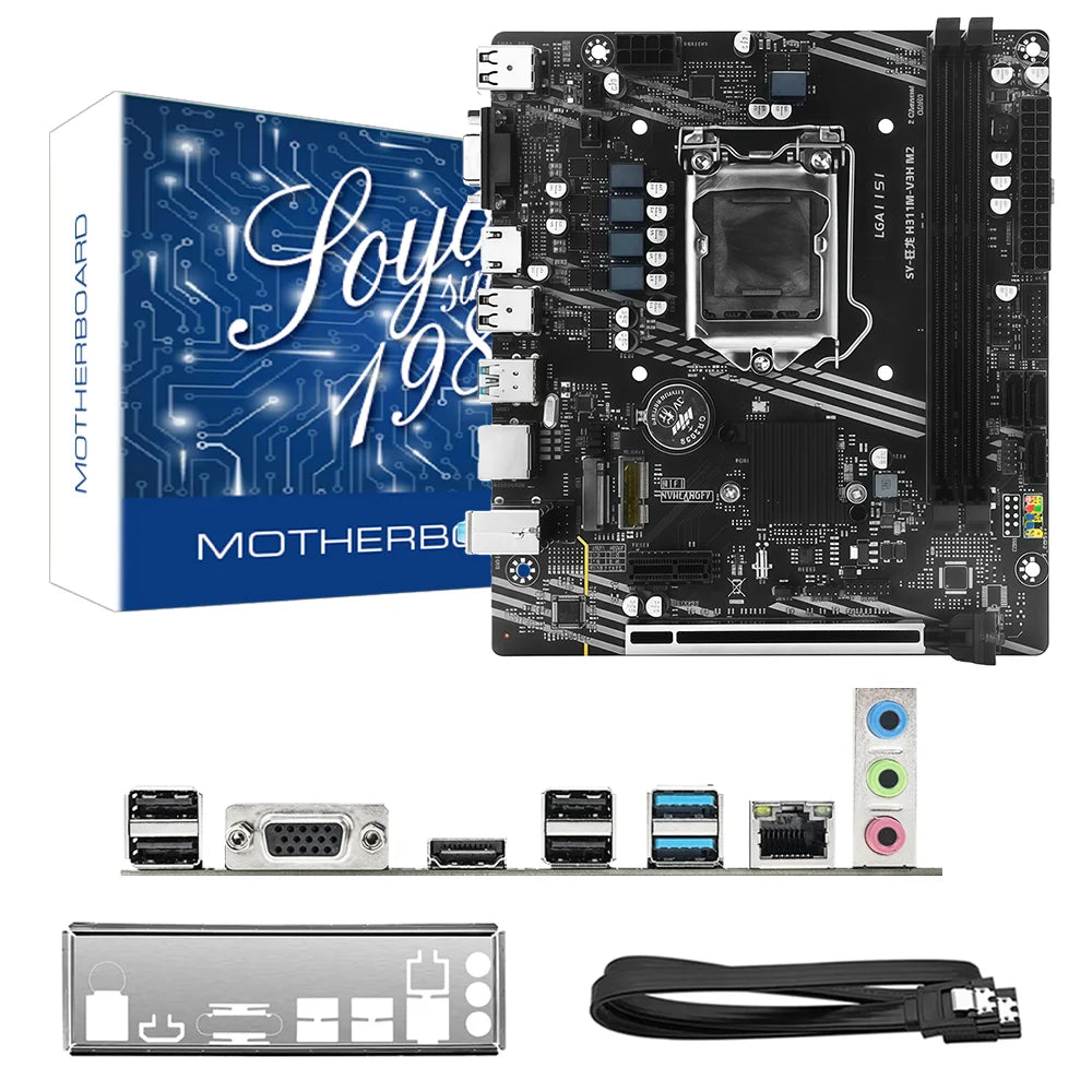 Scheda Madre SOYO H311M DDR3 per Gaming con CPU I3 6100, Memoria RAM 16G (8G*2), LGA1151, TPM2.0, Combo PC Desktop per Ufficio, PCIE3.0X16 VGA
