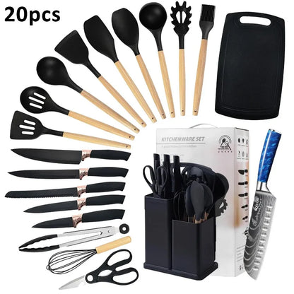 Set di 12/20 coltelli da chef in acciaio inox per pane, frutta e disossamento, leggeri e facili da usare, ideali come regalo per le festività per uomini.