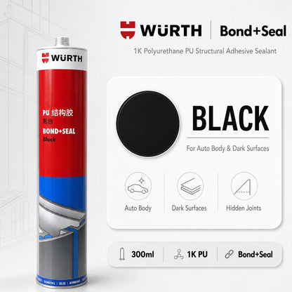 Adesivo Strutturale Poliuretanico PU Originale Wurth Bond+Seal 1K Bianco Grigio Nero per Auto Metallo Legno Calcestruzzo
