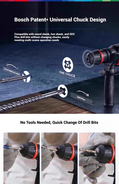 ‌ Bosch GBH 18V-18 GBH 18V-18 X Trapano Tassellatore Rotativo Leggero Brushless a Batteria 2-in-1 per Calcestruzzo