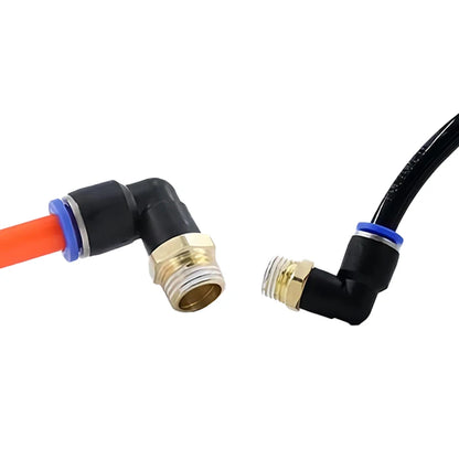 Set di 5 connettori pneumatici a gomito con filettatura maschio da 1/8', 1/4', 3/8', 1/2' per tubi dell'aria da 4/6/8/10/12 mm