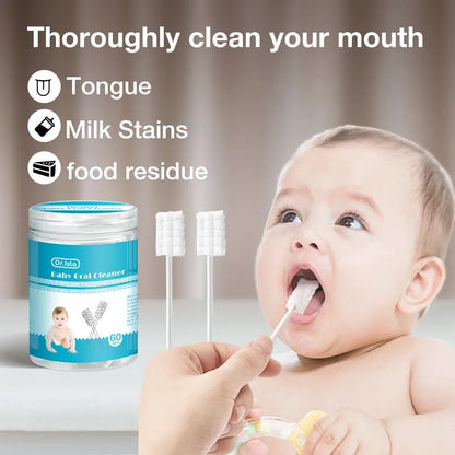 MAMIJOY 60 pz Bambino Bastone di Pulizia Orale Detergente Usa E Getta Denti Da Latte Garza Spazzolino Da Denti Lingua Del Bambino Lavaggio Per Il Neonato Igiene Orale