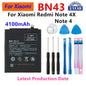 Batteria originale per telefono Xiaomi Mi Redmi Note Mix 2 3 3S 3X 4 4X 4A 4C 5 5A 5S 5X M5 6 6A 7 8 Pro Plus BN43 BN31