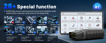 XTOOL A30M OBD2 Scanner Strumenti diagnostici Bluetooth Scanner automobilistico Aggiornamento gratuito a vita Bidirezionale CAN FD FCA 26+ Reset