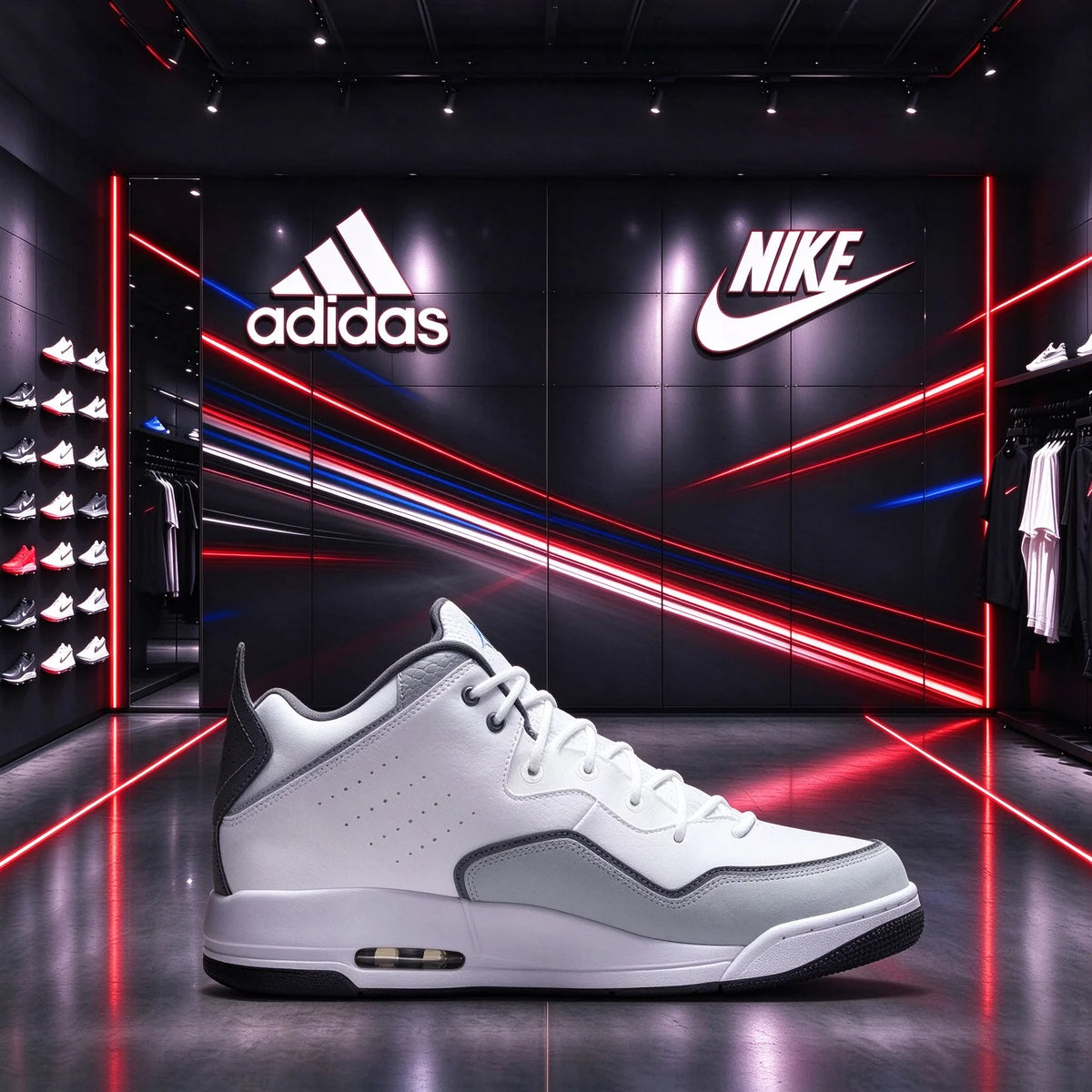 Sneakers Nike bianche e grigie, modello medio, con dettagli patchwork, dal design semplice ed elegante, dotate di suola ammortizzata, perfette per un look casual alla moda. IF0848-141