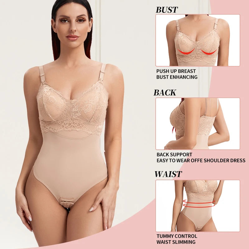 Perizoma in pizzo Body Shapewear Donna Nuovo Shaper per tutto il corpo Vita sottile Tummy Control Intimo Pancia piatta Corsetto liscio Nudo