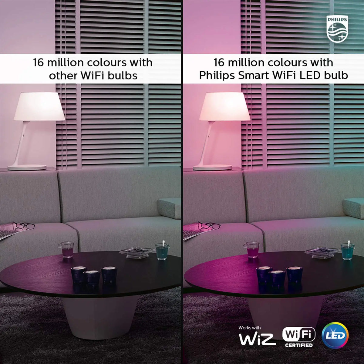 Philips WiZ 4.9W E27 P45 Wi-Fi e Bluetooth LED Smart Mini Ball Lampadina 220-240V 16 milioni di luci a colori smerigliate dimmerabili