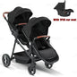 Passeggino Doppio per Bambini da Esterno, Multifunzionale 3-in-1, con Due Seggiolini Auto per Bambini
