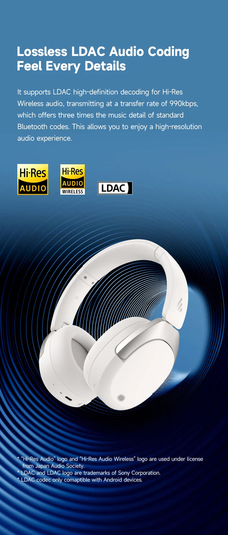 Cuffie Wireless Over-Ear EDIFIER W830NB - ANC -45dB, Hi-Res LDAC, Bluetooth 5.4, 94 Ore di Riproduzione, Ricarica Rapida, Pieghevoli, Chiamate Multipoint AI, App ConneX