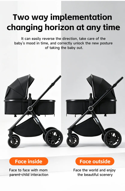 Passeggino 3-in-1 Pieghevole per Neonati con Seggiolino Auto e Culla, Telaio in Alluminio Leggero, Passeggino Estivo Traspirante per Panorami