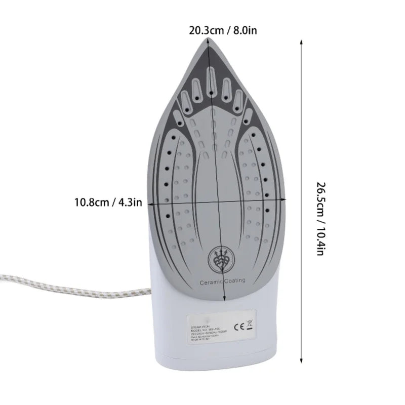 Ferro da stiro a vapore da 1600 W per indumenti, con microfori per il vapore, serbatoio dell'acqua da 210 ml, ideale per stirare sia a secco che con vapore, per uso domestico e in viaggio, 220 V.