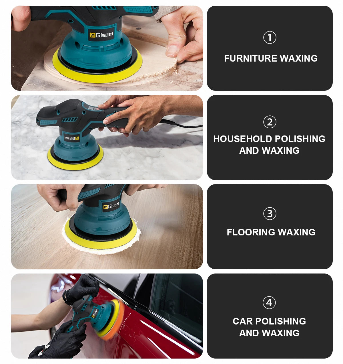 Gisha Cordless Car Polisher 8 Marce Regolabile Auto Elettrica Ceretta Levigatura Sigillatura Smalto Strumento di Potere Fit Makita 18v Batteria Spille