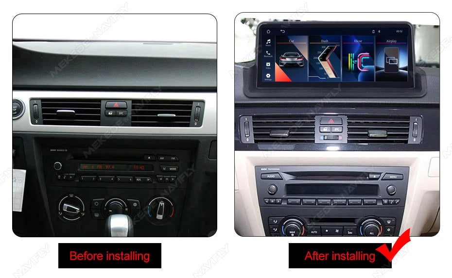 Sistema multimediale intelligente per auto con schermo QLED da 10,25 pollici, Linux, CarPlay wireless, Android Auto, per BMW E90 E91 E92 E93 2005-2012, con WiFi, BT, navigazione GPS e autoradio.