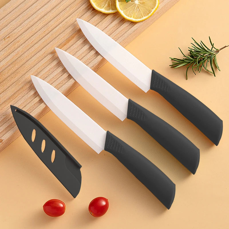 Coltello in ceramica da 3/4/5 pollici resistente all'ossidazione e senza ruggine, con custodia, portatile, per la preparazione di alimenti per neonati e bambini.