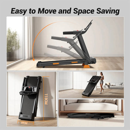 ROBORE SF20 Treadmill Pieghevole per Casa con Inclinazione del 15%, Velocità di 12 km/h, Carico Massimo di 136 kg, Motore Silenzioso Brushless da 3.0HP, Nastro da Corsa 97×40 cm, Tripla Ammortizzazione, Cuscino a 7 Strati