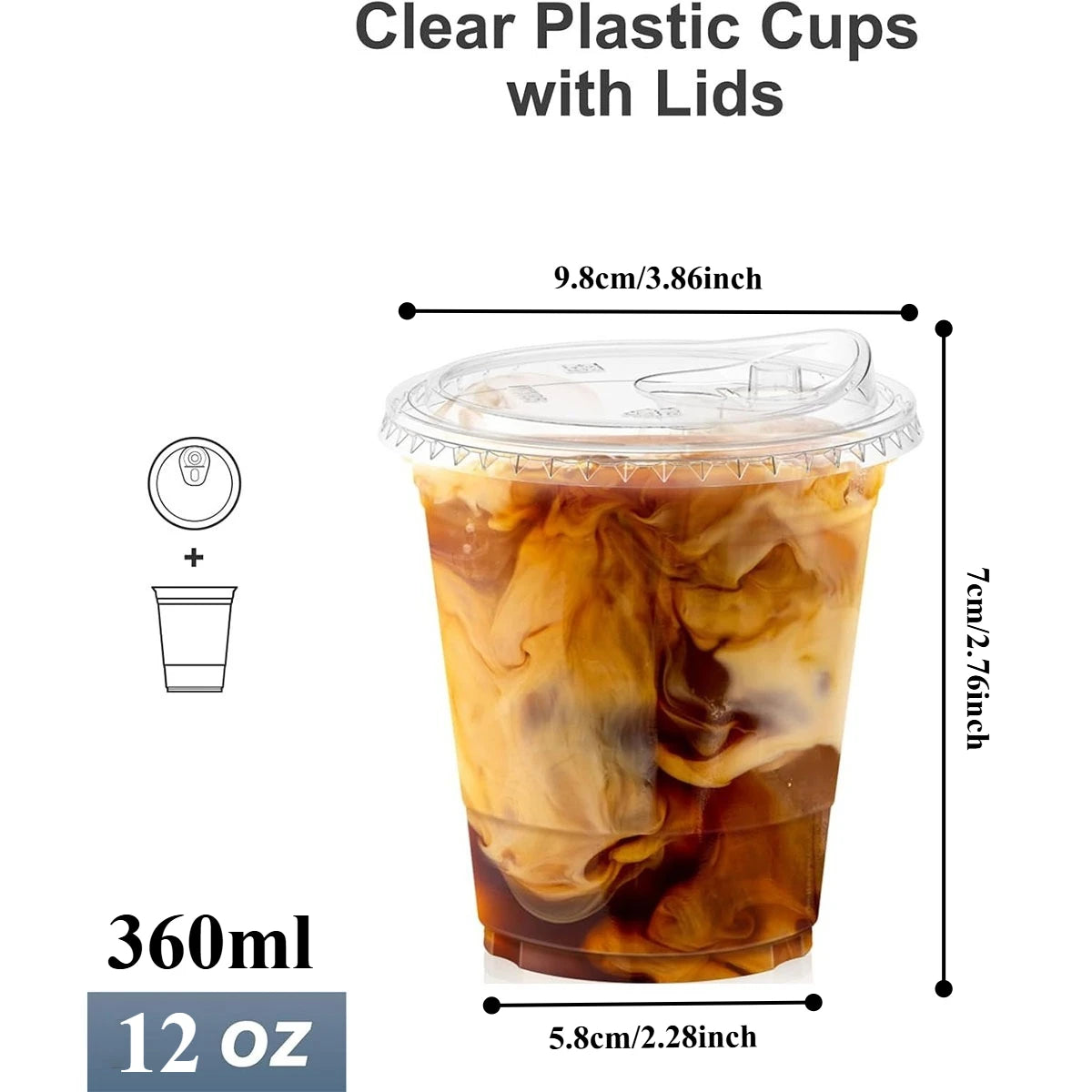 Bicchieri in Plastica Trasparente da 16oz/20oz con Coperchi, Robusti Bicchieri per Caffè Freddo con Coperchi a Beccuccio, Bicchieri Monouso in Plastica per Frullati e Bevande Fredde