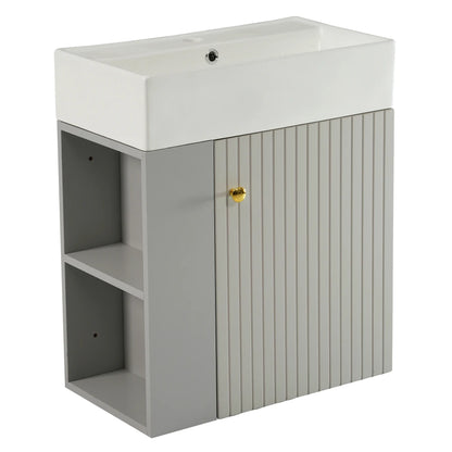 Mobile bagno sospeso con lavabo 55 × 31 × 66,5 cm e vani laterali