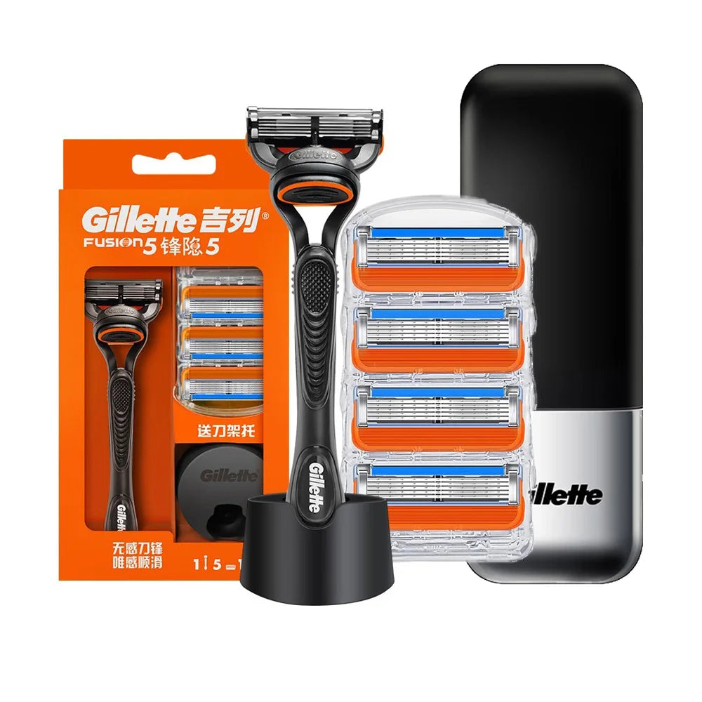Set Rasoio Gillette Fusion 5 con 5 Lame Ultra-Sottili, Striscia Lubrificante e Rifinitore Posteriore, Disponibile in Diverse Specifiche