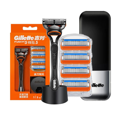 Set Rasoio Gillette Fusion 5 con 5 Lame Ultra-Sottili, Striscia Lubrificante e Rifinitore Posteriore, Disponibile in Diverse Specifiche
