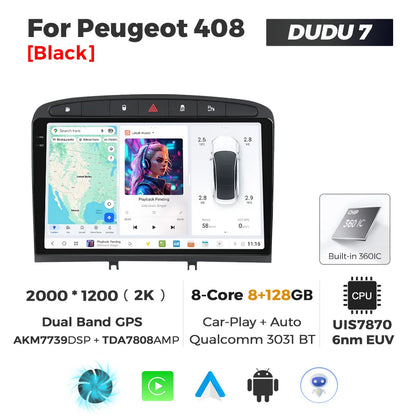 DUDUAUTO 512GB Wireless CarPlay Android Auto Per Peugeot 408 Per Peugeot 308 308SW Autoradio Lettore Multimediale DSP WIFI GPS AMP