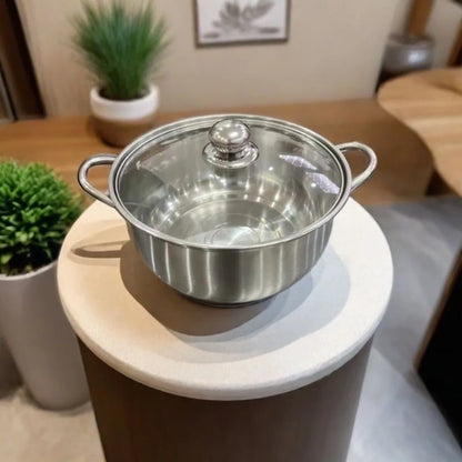 Pentola per zuppe in acciaio inossidabile con fondo doppio e coperchio, utensile da cucina in acciaio inossidabile multifunzionale, disponibile nelle misure 18/20/22/24 cm, con rivestimento antiaderente.