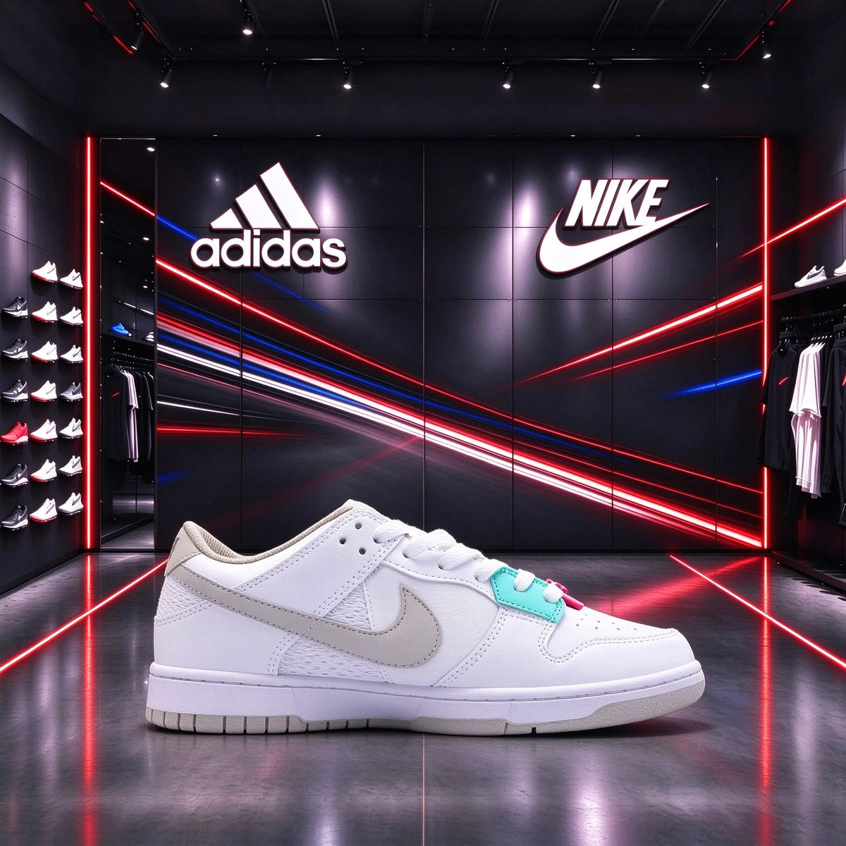 Sneakers basse Nike bianche e grigio chiaro con dettagli rosa menta, pannelli in rete per una maggiore traspirabilità, modello casual alla moda DX6060-121