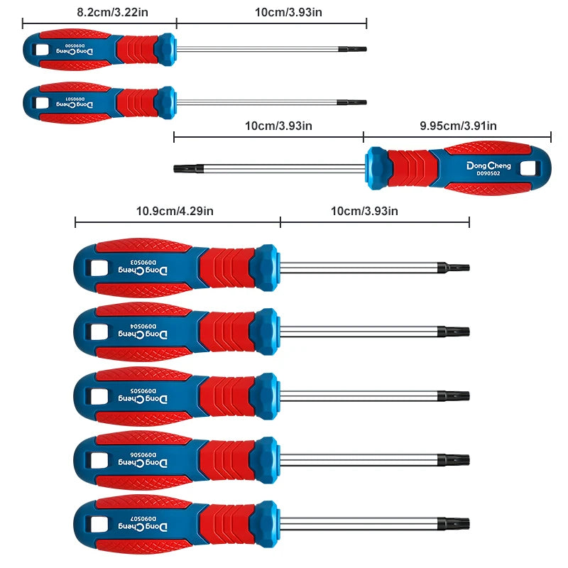 Set di Cacciaviti Torx T8 T10 T15 T20 T25 T27 T30 T40 in Cromo Vanadio con Punta Magnetica Antiruggine, Manico in TPR, Alta Coppia, Utensile a Stella