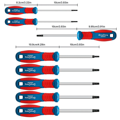 Set di Cacciaviti Torx T8 T10 T15 T20 T25 T27 T30 T40 in Cromo Vanadio con Punta Magnetica Antiruggine, Manico in TPR, Alta Coppia, Utensile a Stella