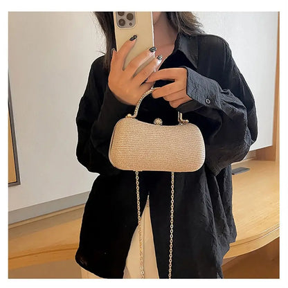 Borsa da sera da donna con perline da sposa Borsa da pranzo Borse a tracolla a catena Elegante pochette con strass Borsa da sera a forma di uovo