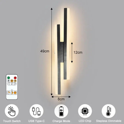 Lampade da Parete a Batteria da 5200mAh, Senza Fili, Ricaricabili, LED per Quadri, Interruttore Touch, Dimmerabili, 3CCT, USB, Telecomando