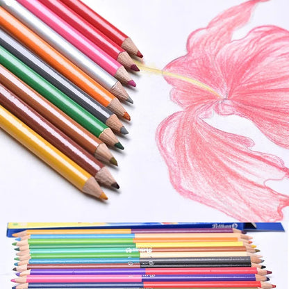 Matite a doppia testa da 24 colori per bambini Disegno professionale Schizzi e arte pastello Materiale scolastico premium per studenti