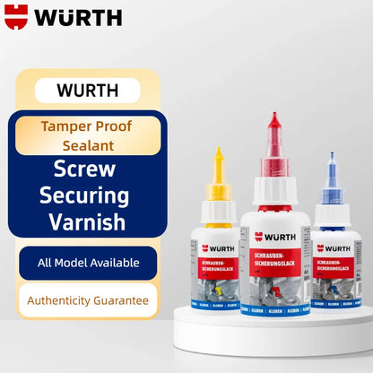 Sigillante Antimanomissione Originale Wurth 50ml, Vernice per Rilevamento Movimento, Segnalazione Ispezione Viti, Bulloni e Dadi, Rosso Giallo Blu