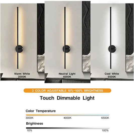 Lampade da parete a LED con batteria ricaricabile wireless con telecomando 3CCT 360 °   Lampada da parete a LED dimmerabile con interruttore tattile girevole nera