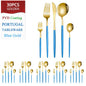 Set di posate dorate da 30 pezzi in acciaio inossidabile, coltelli, forchette, cucchiai, set di stoviglie per banchetti, ristoranti e ospiti
