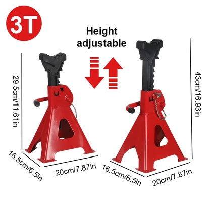 2 pezzi Supporto per Assale 3T per Carichi Pesanti in Acciaio Regolabile con Perno di Bloccaggio, Kit di Sicurezza per Riparazione Pneumatici, Strumenti per Manutenzione Auto