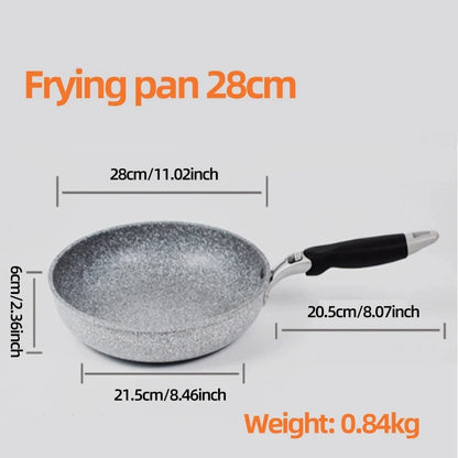 Durevole pietra friggitrice Pan28/26/24/20cm Wok padella antiaderente calderone fornello a induzione pentole Pancake uovo fornello a Gas casa