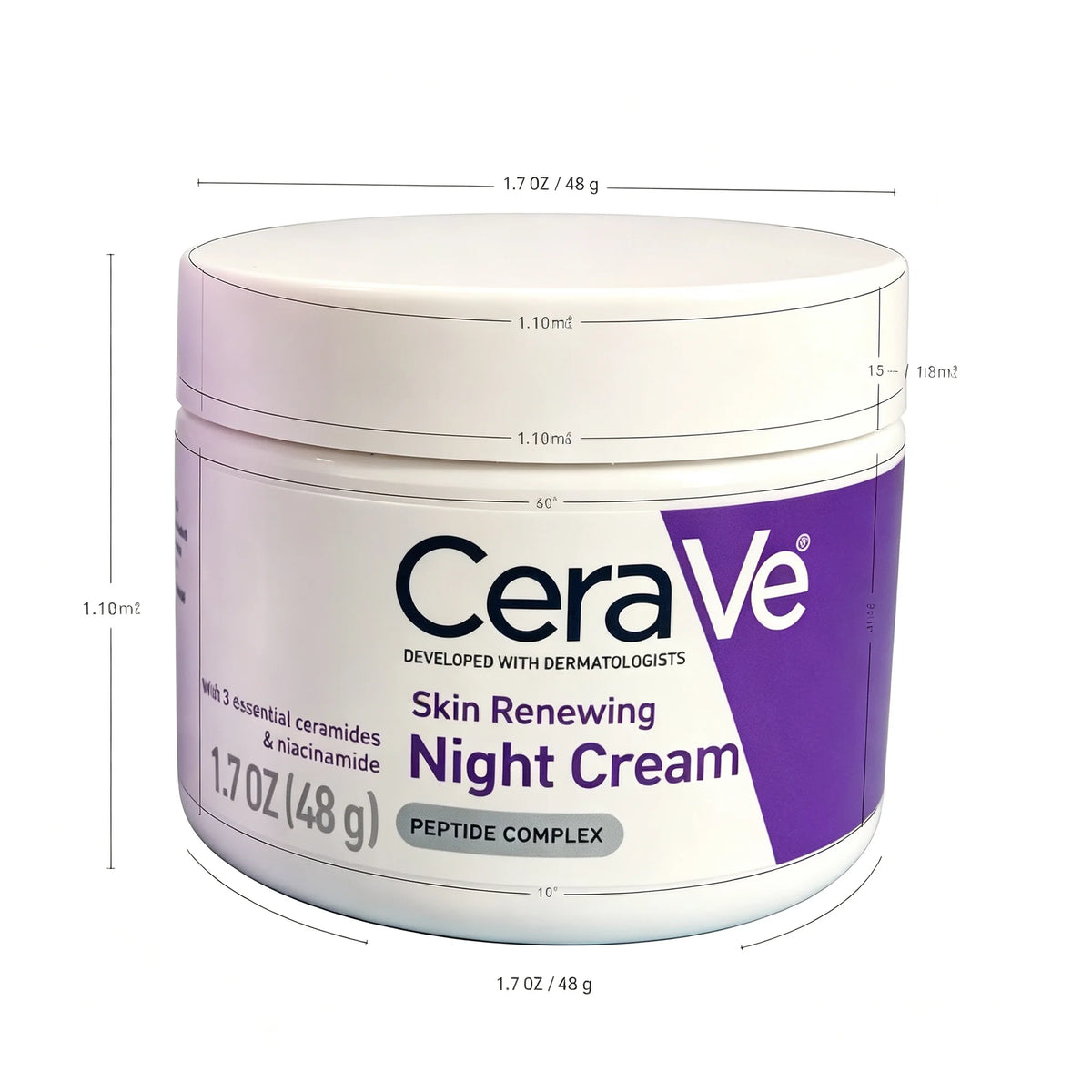 Crema Notte Rinnovante per la Pelle CeraVe 48g, Crema Idratante Riparatrice della Barriera per Uso Quotidiano