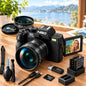 Fotocamera digitale NBD 5K 64MP, 180 ° Fotocamera per Vlogging con Schermo Ribaltabile, Anti-Shake, Zoom 16X, WiFi, Scheda TF da 64GB Inclusa