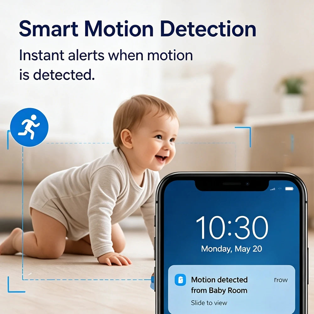 Monitor per bambini HD da 4,3 pollici con telecamera PTZ, funzione di panoramica, inclinazione e zoom, monitor video per bambini con sensore di temperatura, audio bidirezionale, visione notturna, modalità VOX, melodie per la