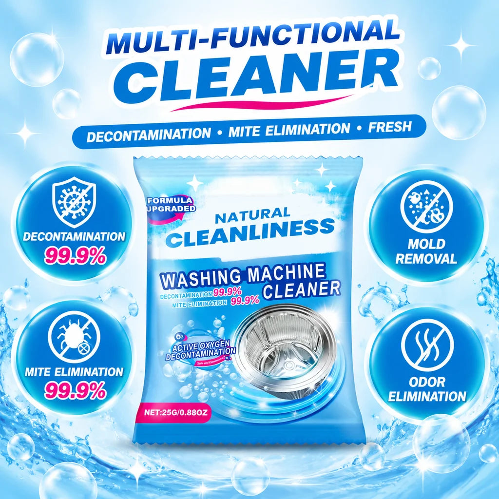 Polvere detergente per lavatrice, si dissolve, rimuove lo sporco ostinato, la muffa e gli odori, disinfetta e pulisce il tamburo della lavatrice, prodotto multifunzionale.