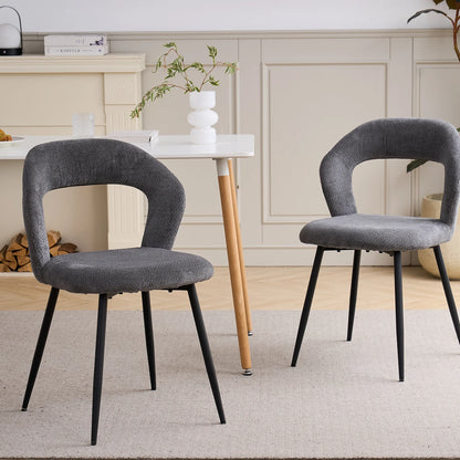 EGOONM Set di 4 Sedie da Pranzo Moderne con Schienale Cavo, Sedie Laterali Imbottite in Tessuto, Gambe in Metallo Nero, Sedie d'Accento per Cucina e Caffè