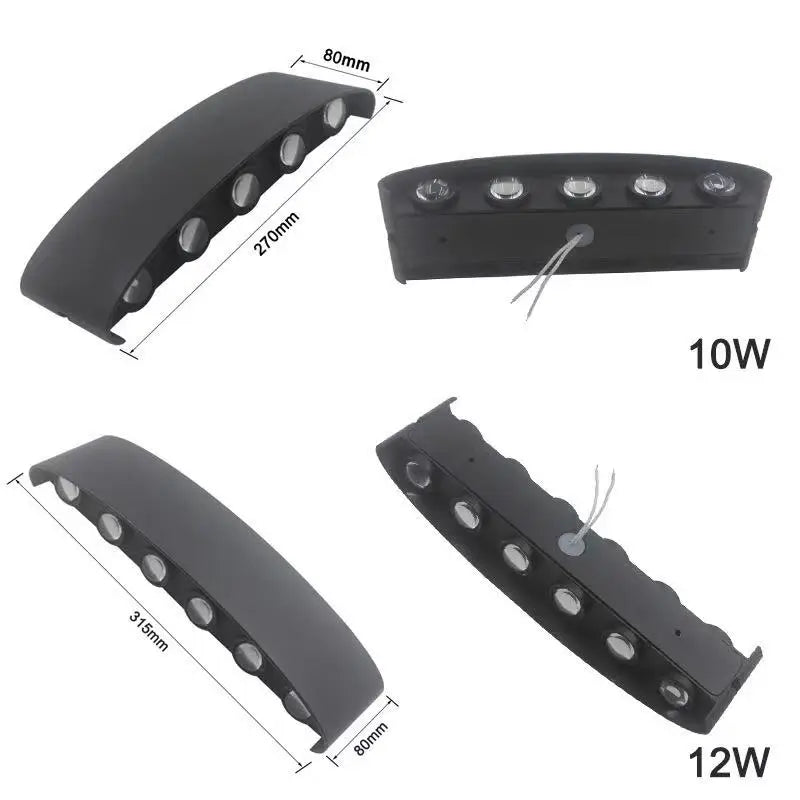 Lampada da parete a LED IP65 AC86-265V/DC12V-24V Illuminazione da giardino impermeabile per esterni Lampada da parete per scale per camera da letto interna in alluminio