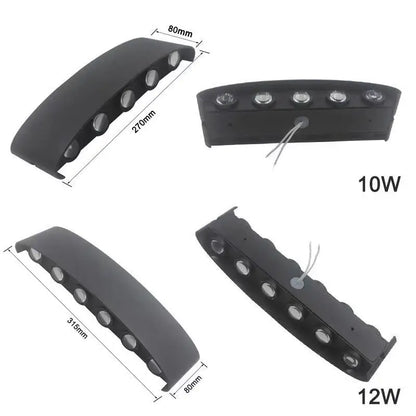 Lampada da parete a LED IP65 AC86-265V/DC12V-24V Illuminazione da giardino impermeabile per esterni Lampada da parete per scale per camera da letto interna in alluminio