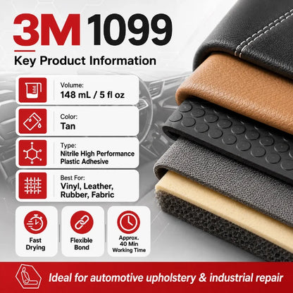 Adesivo Originale 3M 1099 in Nitrile, Colla Resistente ad Asciugatura Rapida per Vinile, Pelle, Gomma, Riparazioni Auto, 148ML